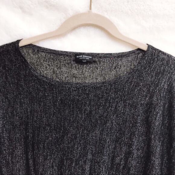 Club Monaco Dark Gray Shimmer Long Sleeve Top - Picture 2 of 7